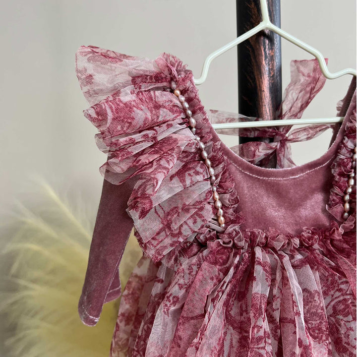 Tie-Dye Chiffon Ruffle Korean Velvet Newborn Dress