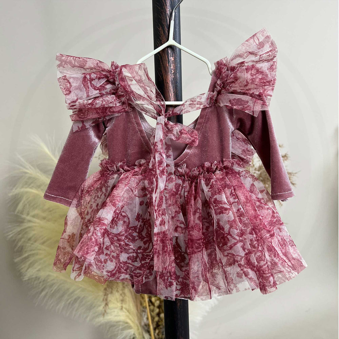 Tie-Dye Chiffon Ruffle Korean Velvet Newborn Dress