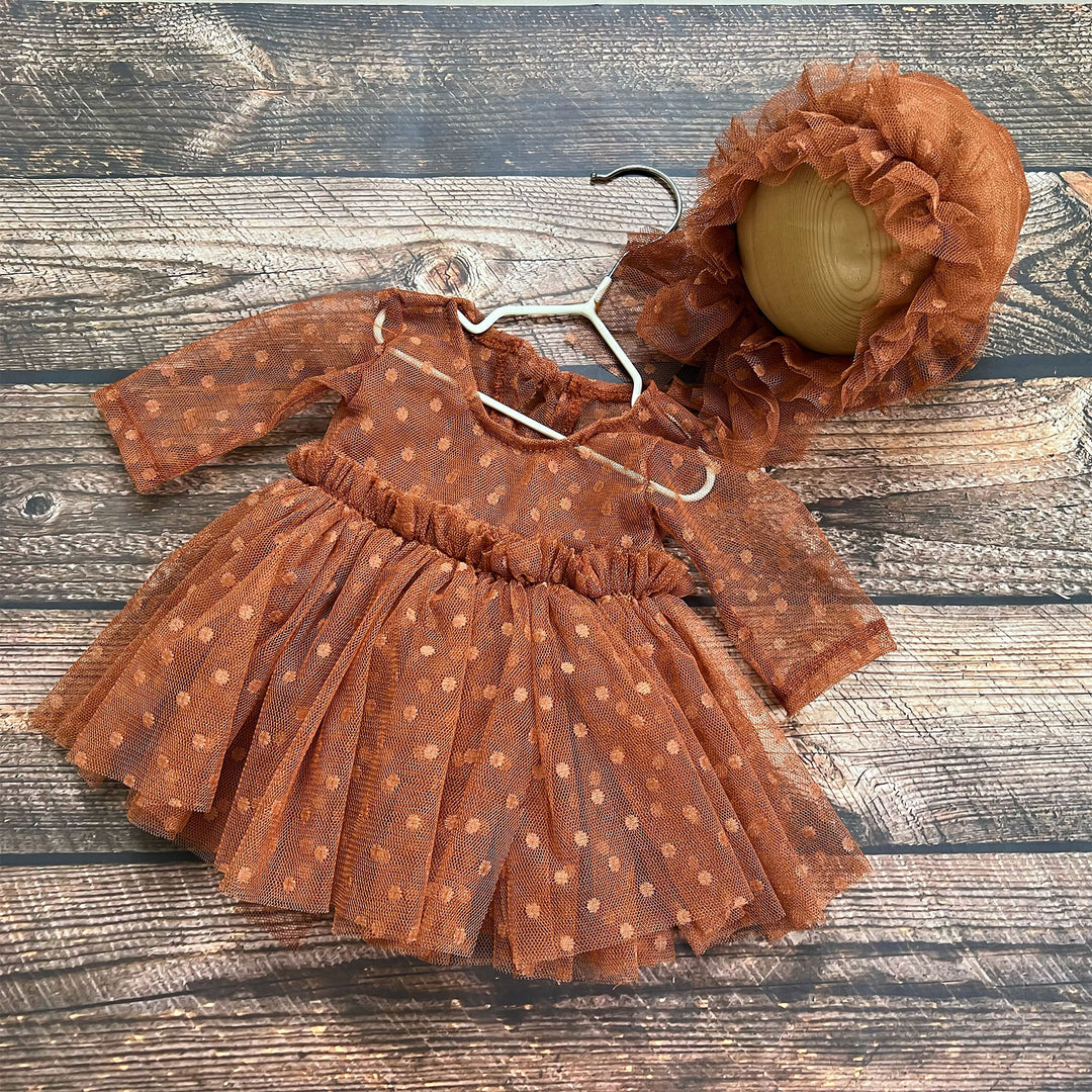 Newborn Rust Red Tulle Dress & Hat Set Photo Shoot Props Photography – Don&Judy props