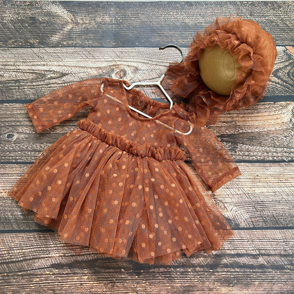Newborn Rust Red Tulle Dress & Hat Set - Don&Judy Newborn&Maternity photography props