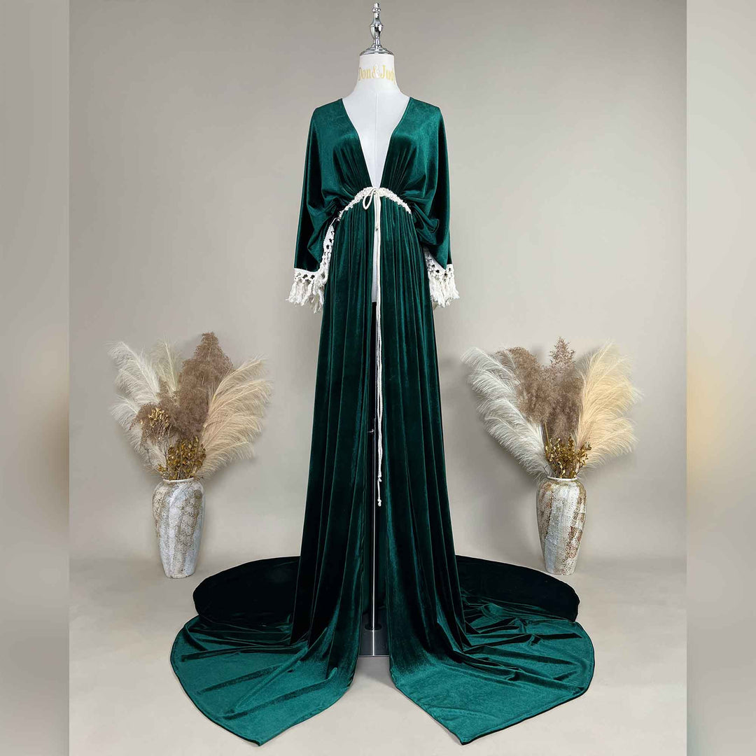 Robe de chambre fendue en velours Enid