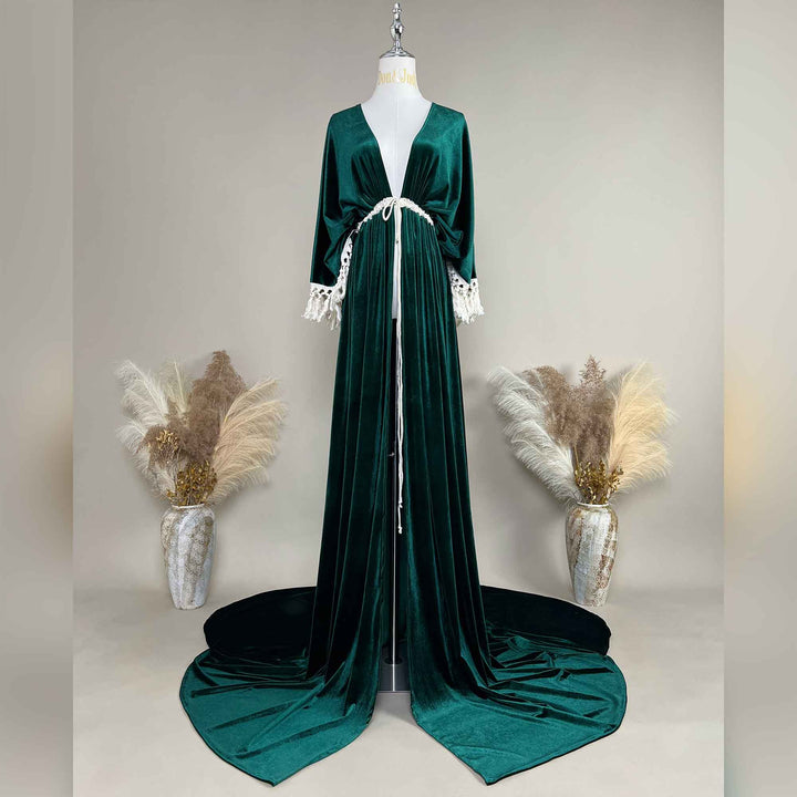 Robe de chambre fendue en velours Enid