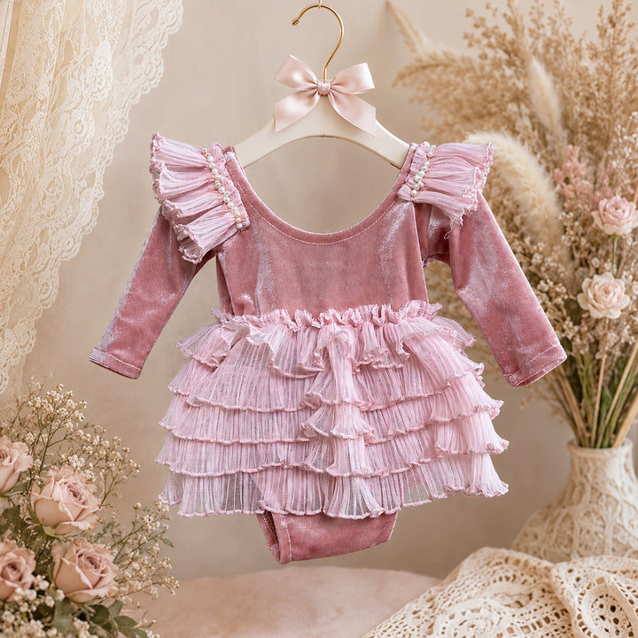 Vestido de recién nacida de tul con estrellas