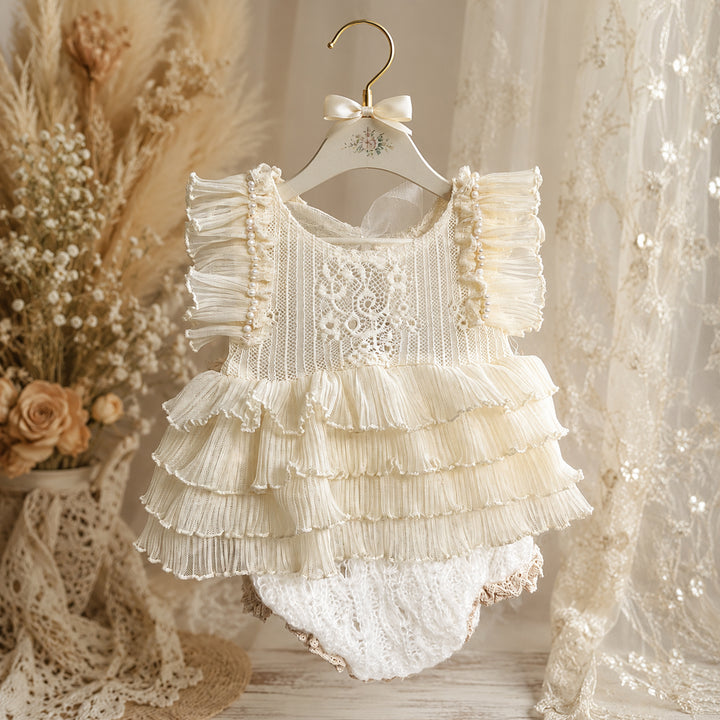 Beige Tutu Newborn Dress