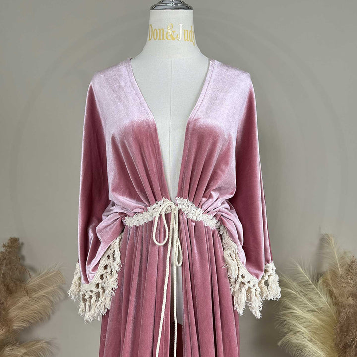 Vestido tipo túnica de terciopelo con abertura de Enid