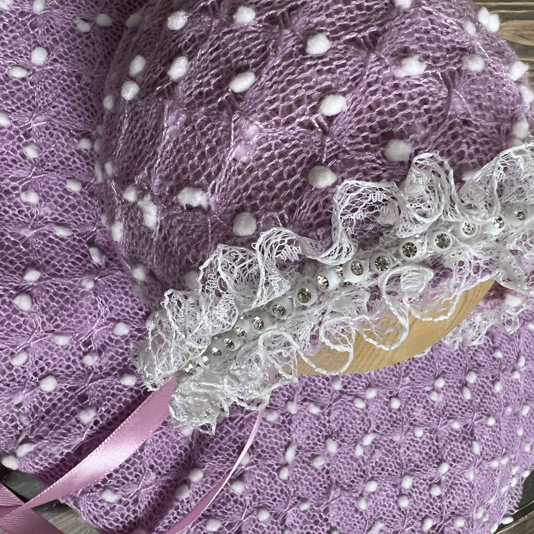 Newborn Polka Dot Wrap Headwear & Polka Dot Hat with Lace Trim