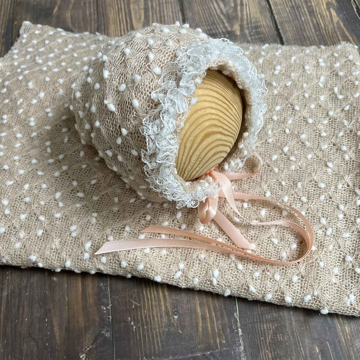 Newborn Polka Dot Wrap Headwear & Polka Dot Hat with Lace Trim