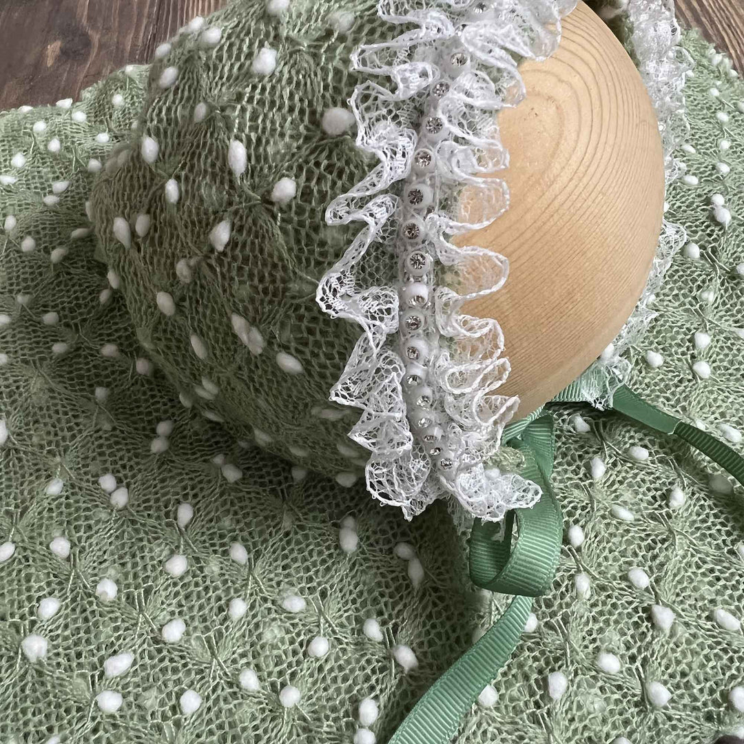 Newborn Polka Dot Wrap Headwear & Polka Dot Hat with Lace Trim