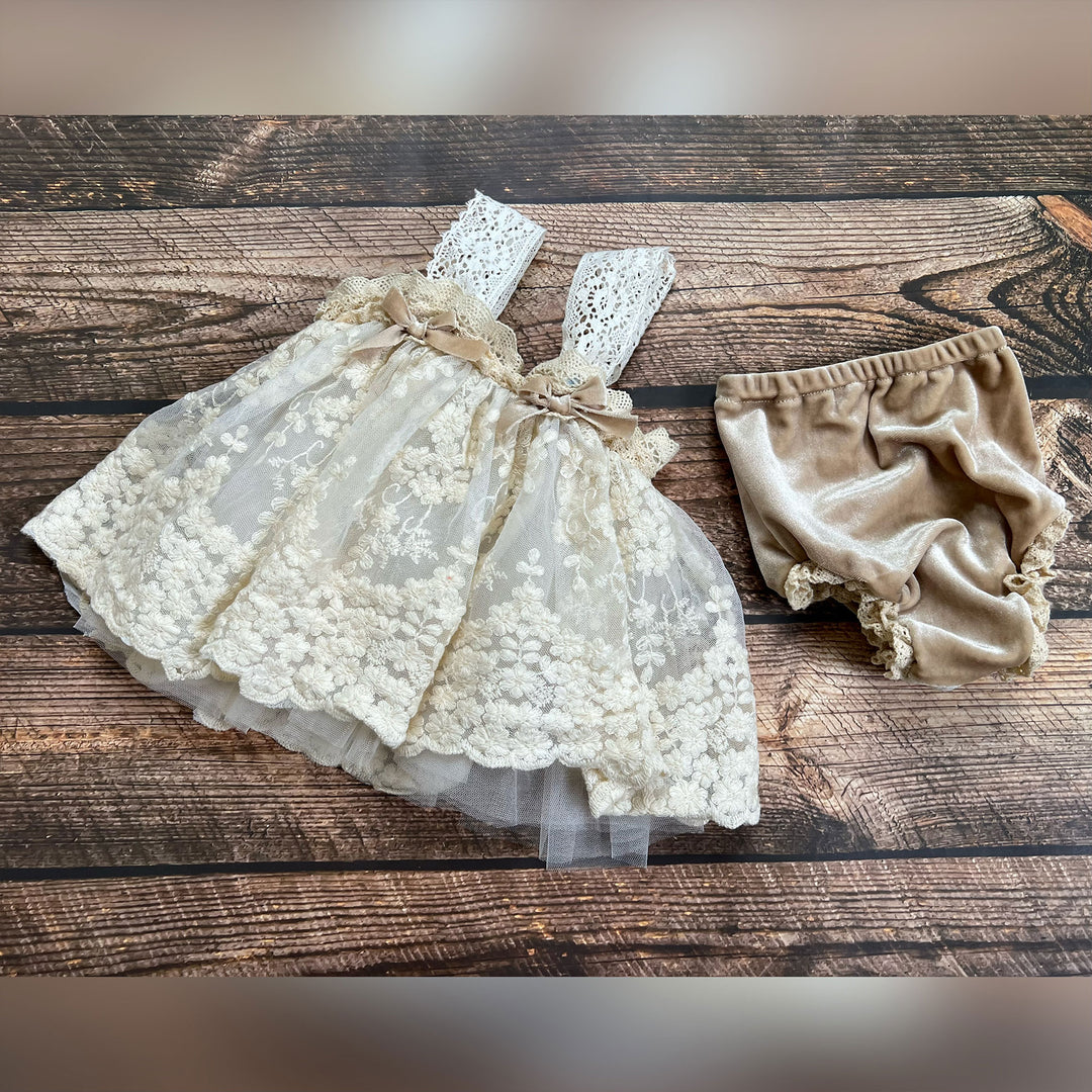 Embroidered Tulle Cami Top & Bloomer Set