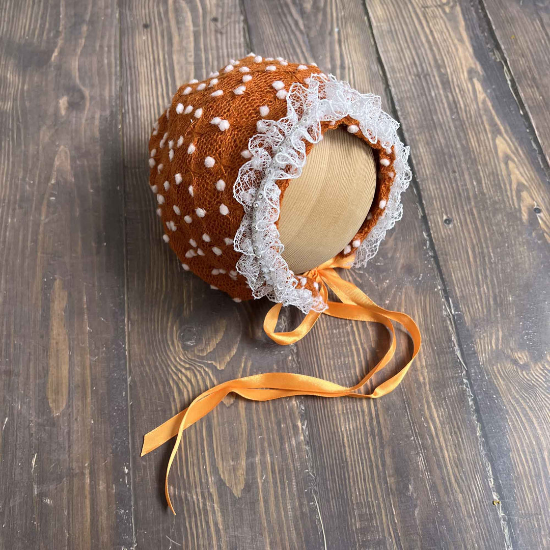 Polka Dot Hat with Lace Trim