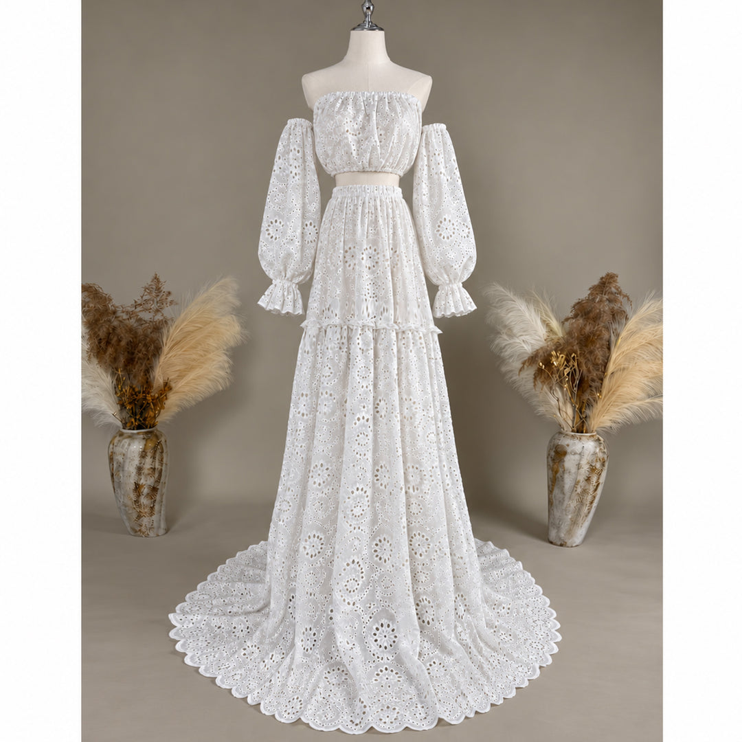 Jamie Gown | Boho Cotton Top and Skirt Set Maternity Photography Dress