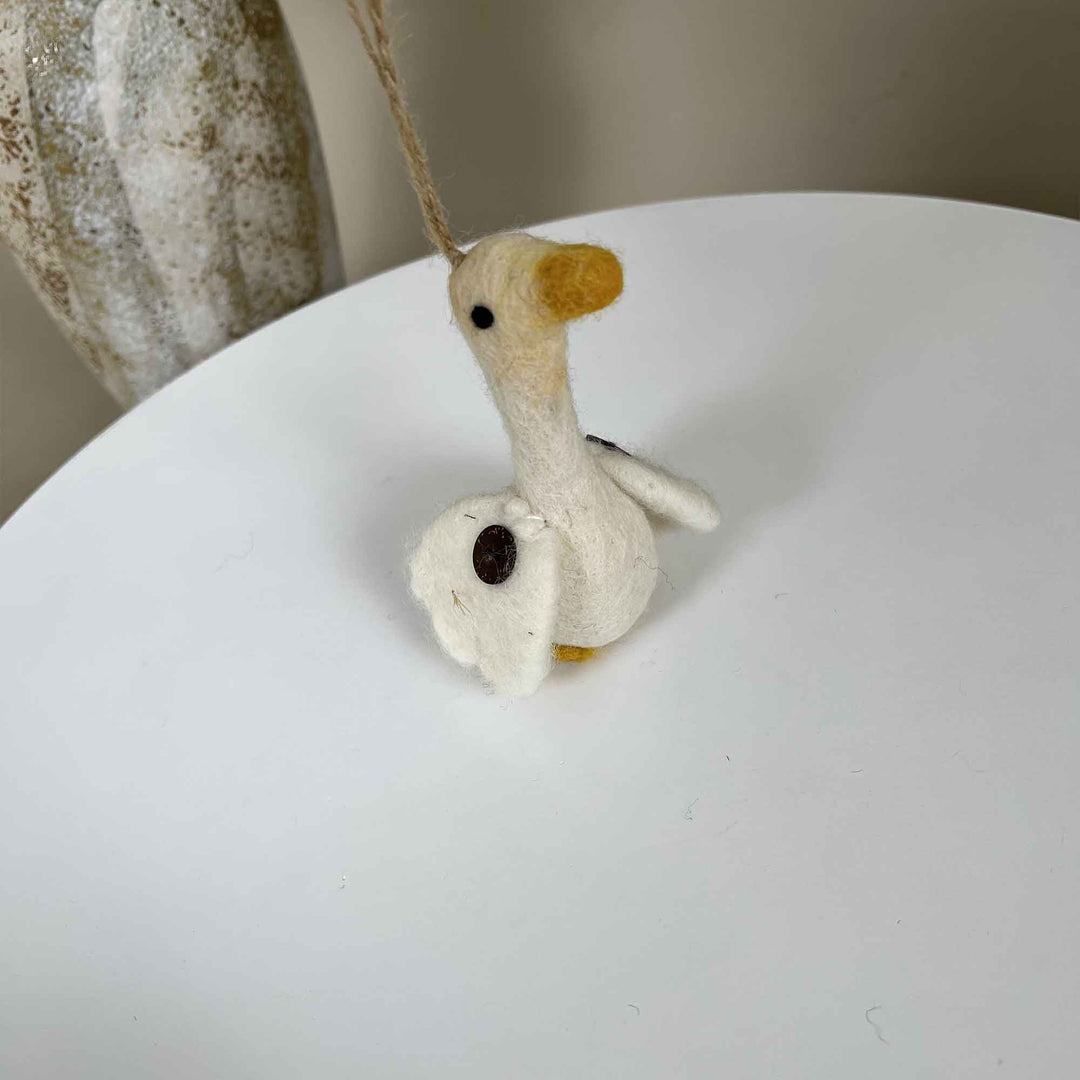 Handmade Felt Dog and Goose