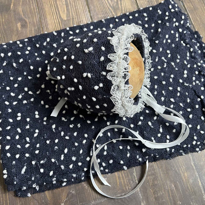 Newborn Polka Dot Wrap Headwear & Polka Dot Hat with Lace Trim