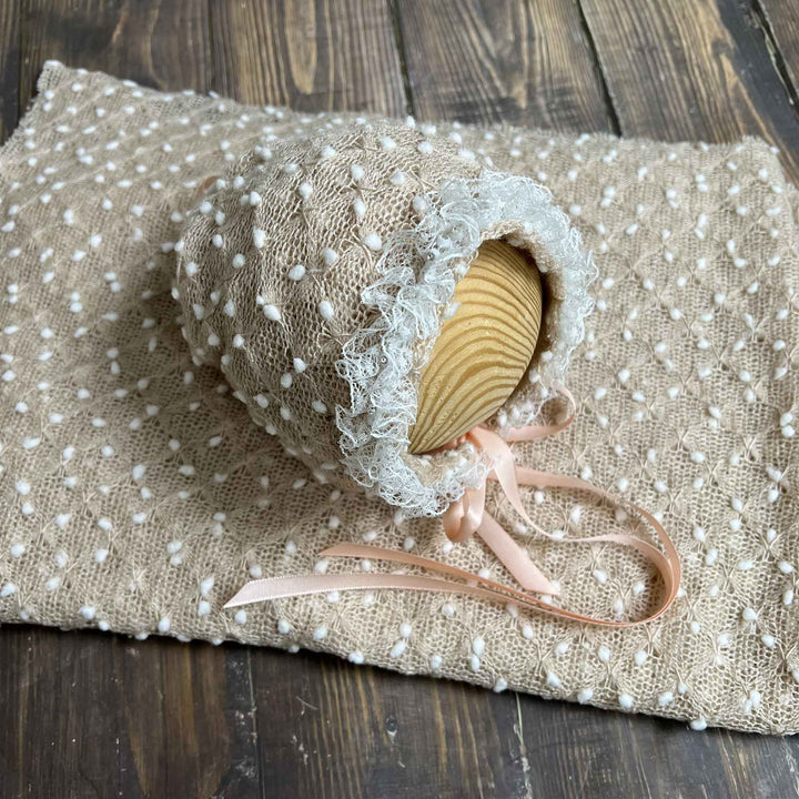 Newborn Polka Dot Wrap Headwear & Polka Dot Hat with Lace Trim