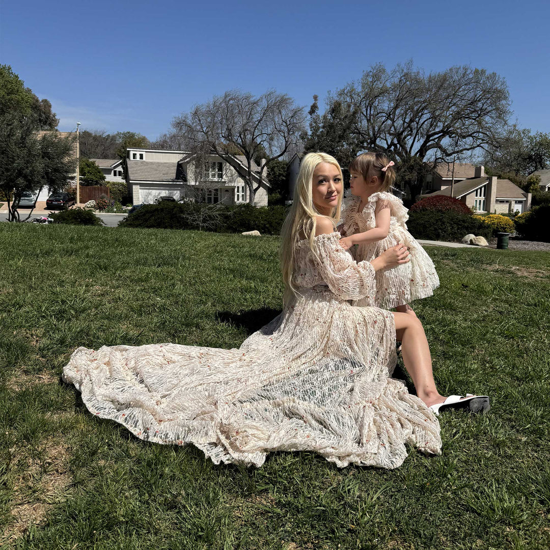 Boho Lace Mommy Gown with Matched Little Gilrs Dress Set Pregnancy Photography Dresses Bohemia Maxi Gown Photo Shoot Prop Don&Judy props Boho Lace Mommy Gown with Matched Little Gilrs Dress Set Pregnancy Photography Dresses Bohemia Maxi Gown Photo Shoot Prop Don&Judy props