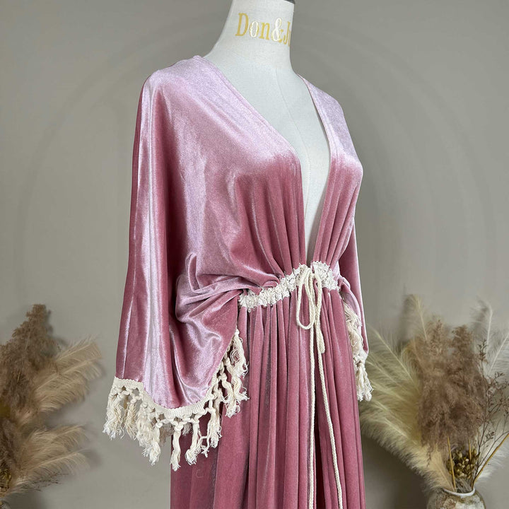 Vestido tipo túnica de terciopelo con abertura de Enid