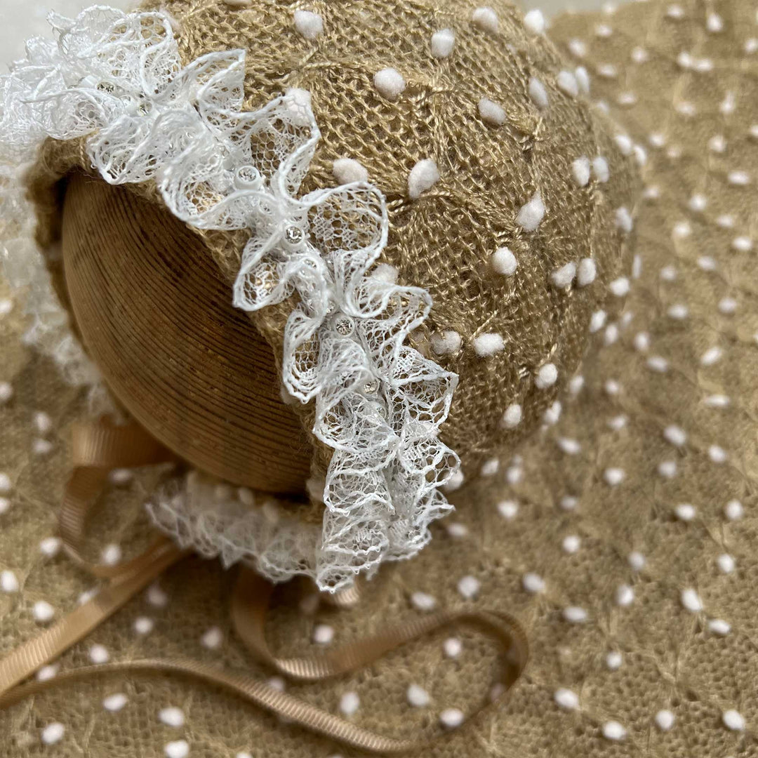 Newborn Polka Dot Wrap Headwear & Polka Dot Hat with Lace Trim