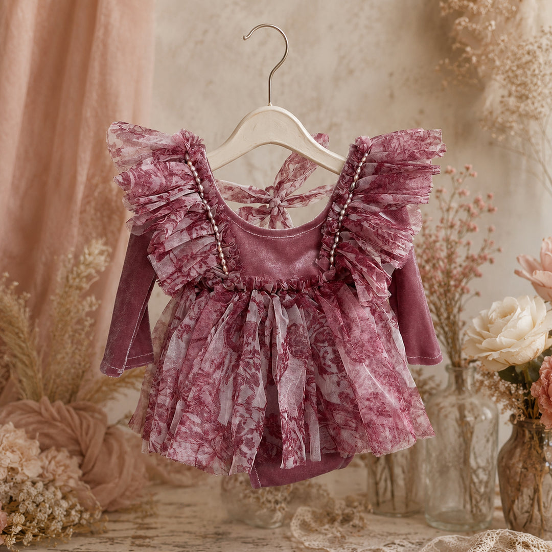 Tie-Dye Chiffon Ruffle Korean Velvet Newborn Dress for Photography Props Photoshooting – Don&Judy props
