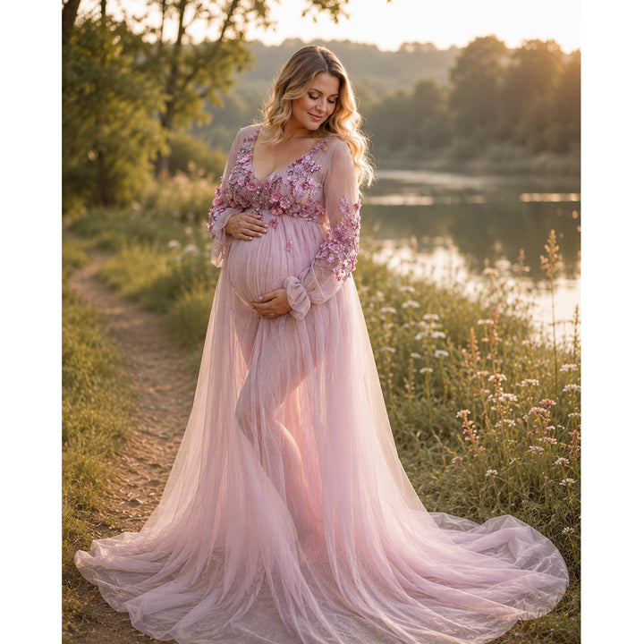 Robe Elma à broderie florale 3D