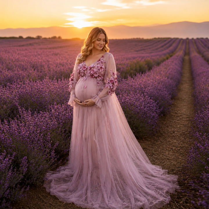 Robe Elma à broderie florale 3D