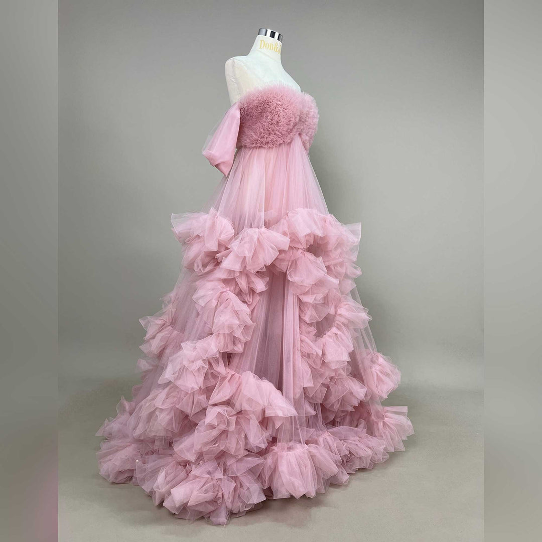 Electra Gown | Strapless Slit Tulle Maternity Photography Dress