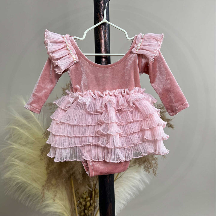 Vestido de recién nacida de tul con estrellas