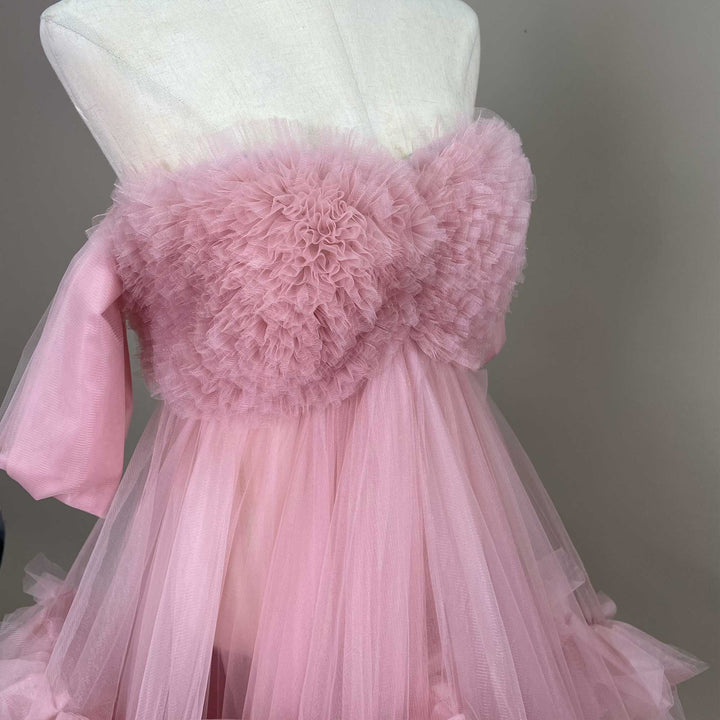 Electra Gown | Strapless Slit Tulle Maternity Photography Dress