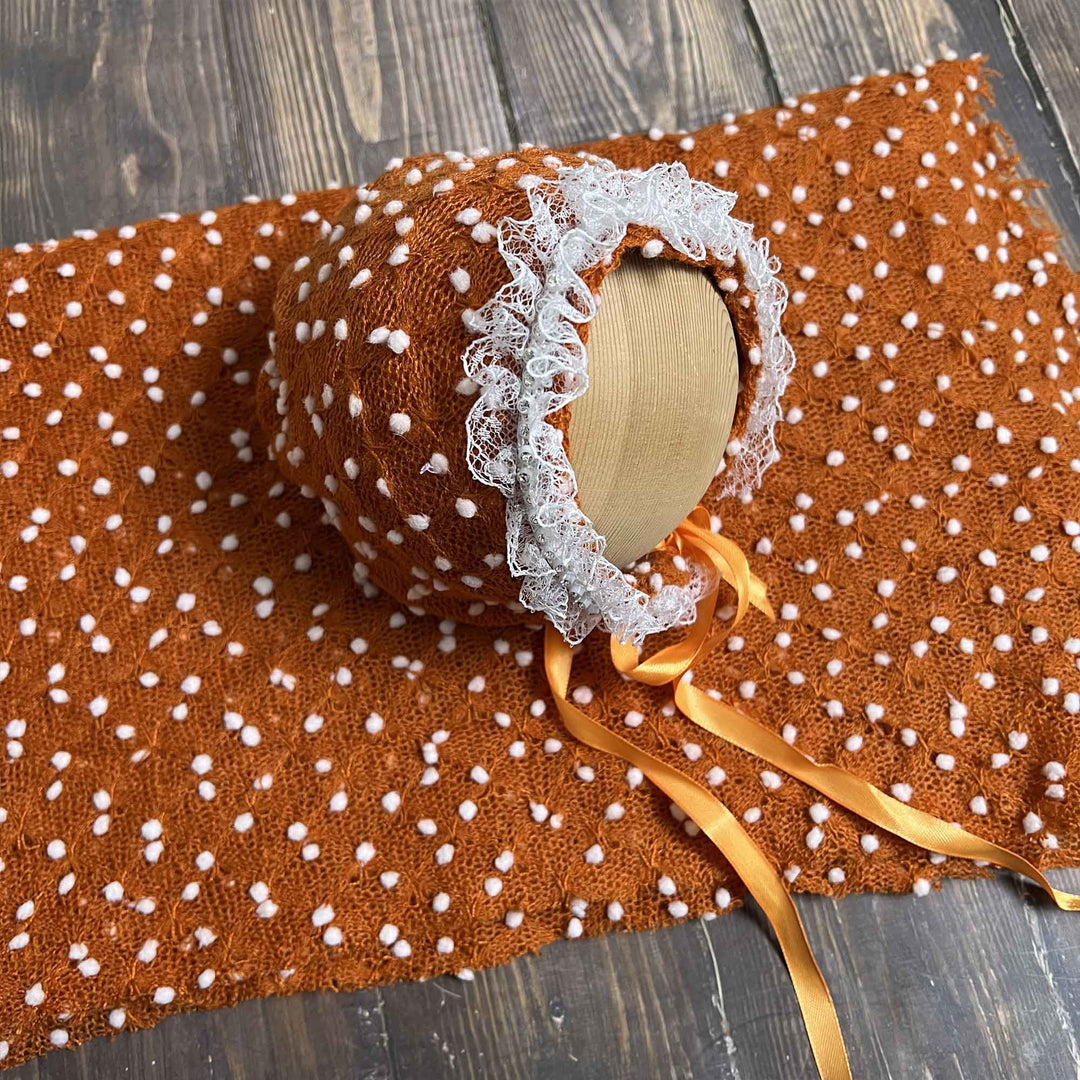 Newborn Polka Dot Wrap Headwear & Polka Dot Hat with Lace Trim