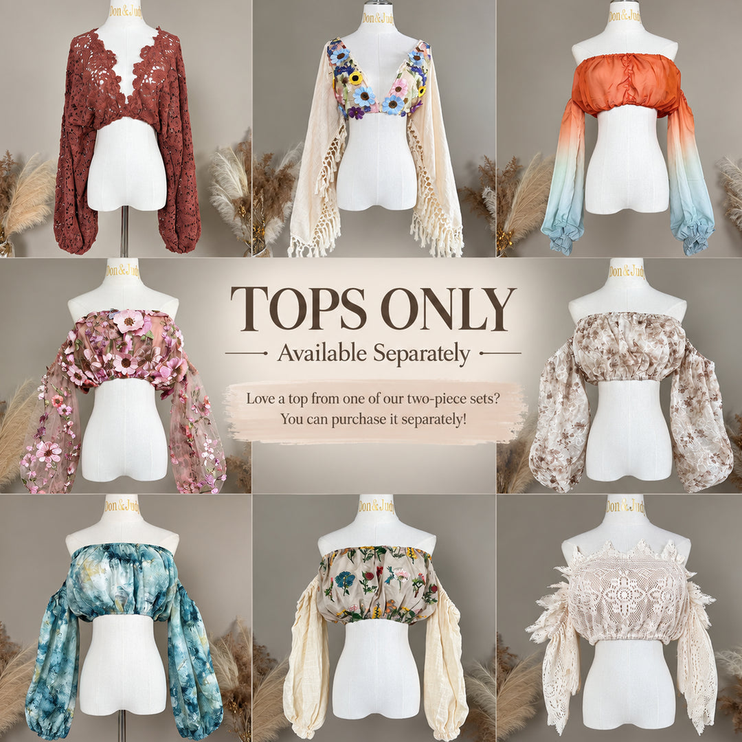Maternity photography tops available separately from two-piece gown sets