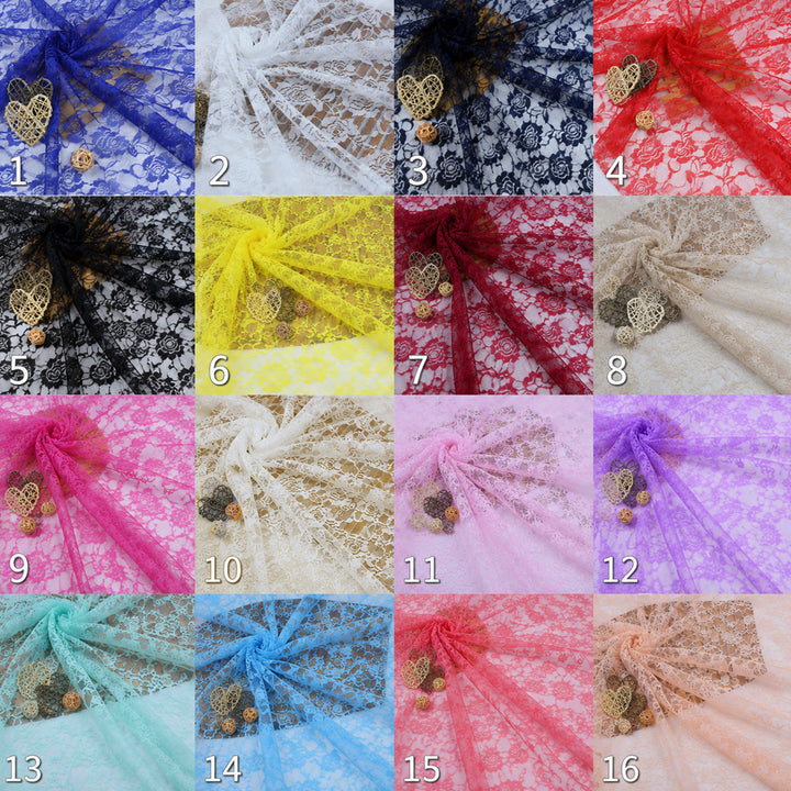A large grid of small fabric swatches in many colors arranged on a white measurement chart with printed numbers. This is a Pheme dress color-options reference image rather than a single product photo, so subject type is Color Swatch.