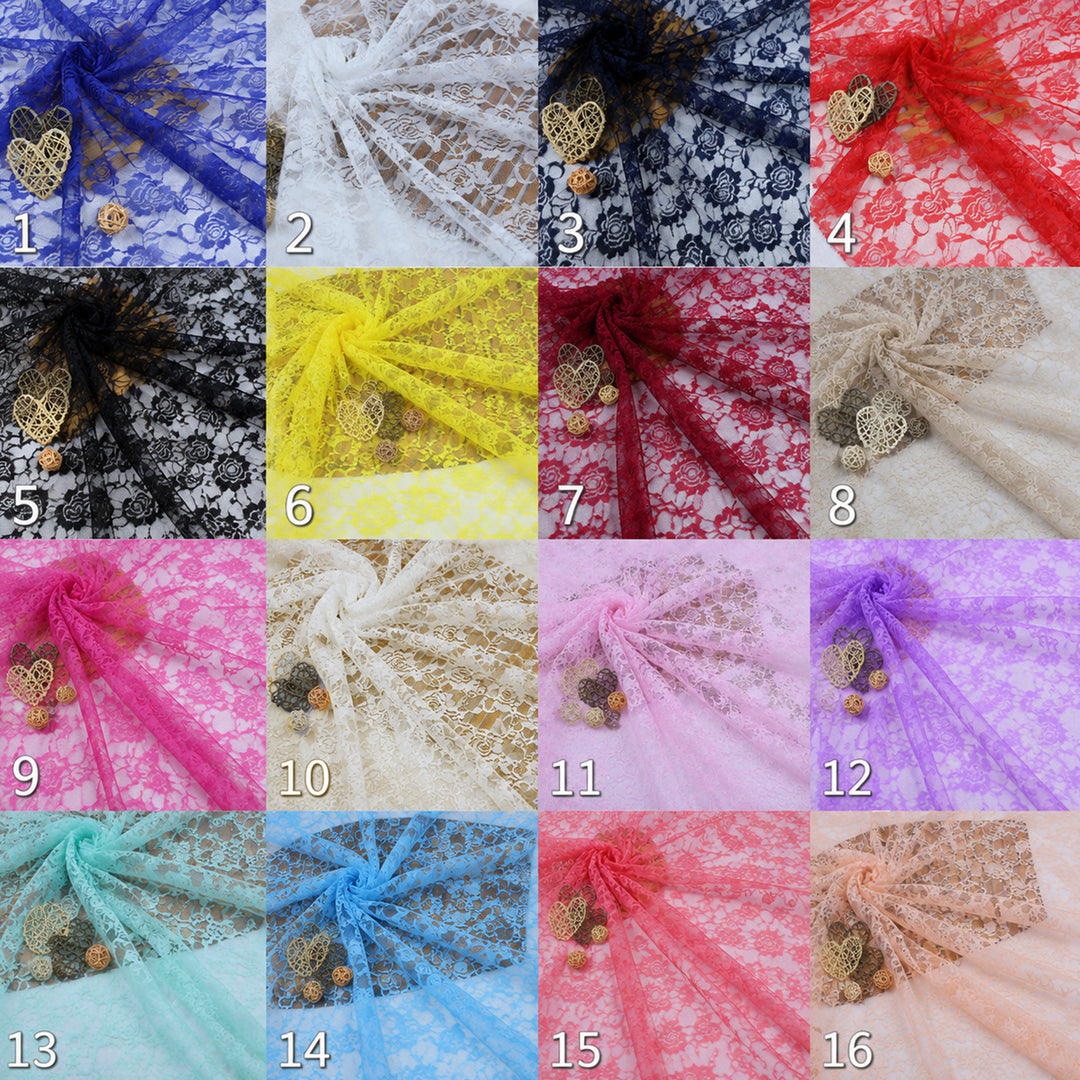 A large grid of small fabric swatches in many colors arranged on a white measurement chart with printed numbers. This is a Selene dress color-options reference image rather than a single product photo, so subject type is Color Swatch.